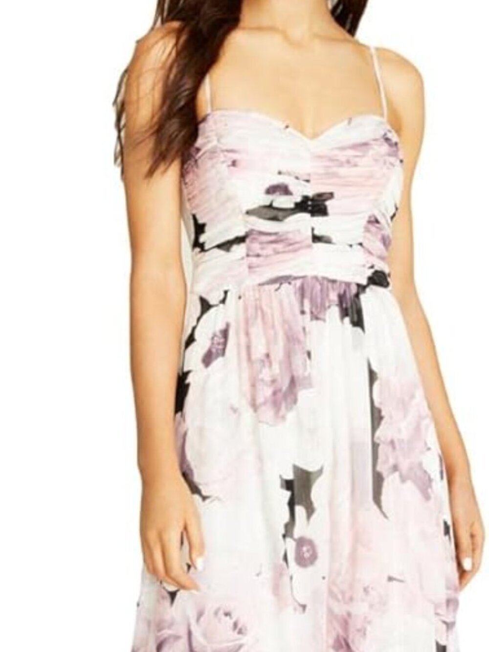 Trixxi Womens Juniors Floral Print Maxi Evening Dress Pink Size 1